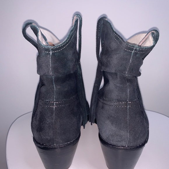 Joie Keaton Fringe Chelsea Ankle Western Boots in Black Suede - Picture 3 of 7